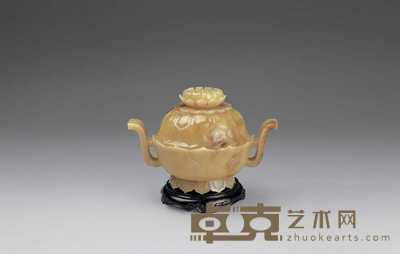 清末 黄玉莲瓣纹炉 高12cm；口径12.5cm